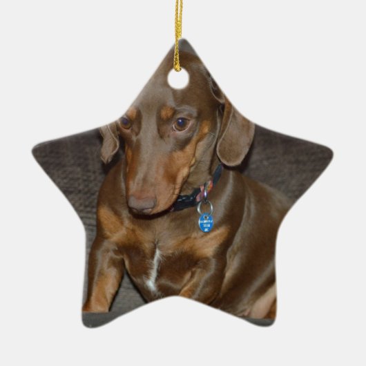 Chocolate Dachshund Keramisch Ornament (Voorkant)