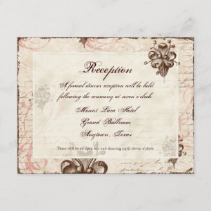 Chocolate Damask Swirl Wedding Response RSVP-kaart Informatiekaartje