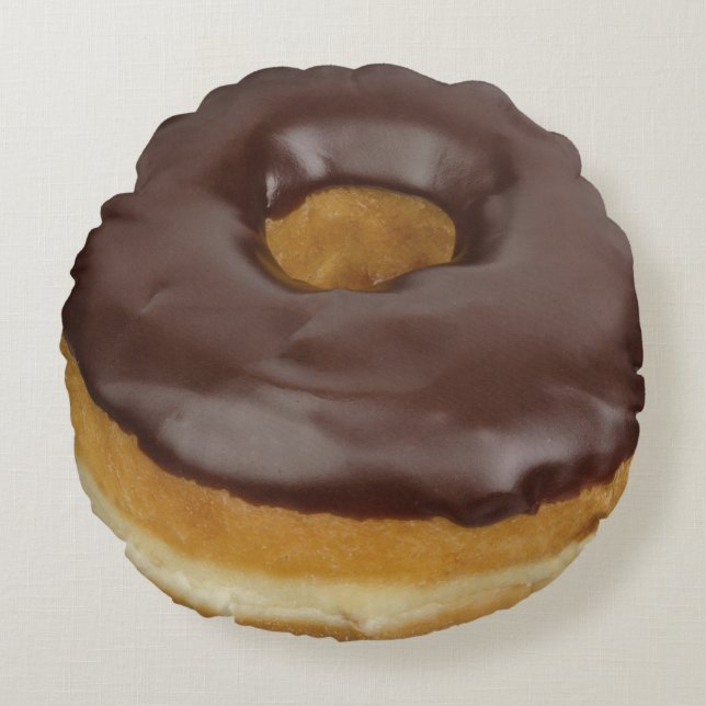 Chocolate Dipped Doughnut Rond Kussen (Voorkant)