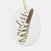 Chocolate Dipped Pretzel Rod Chocolatier Bakery Keramisch Ornament (Achterkant)