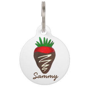 Chocolate Dipped Strawberry Personalized Foodie Huisdierpenning
