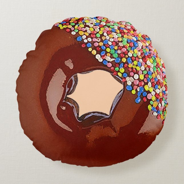 Chocolate Donut Rond Kussen (Voorkant)