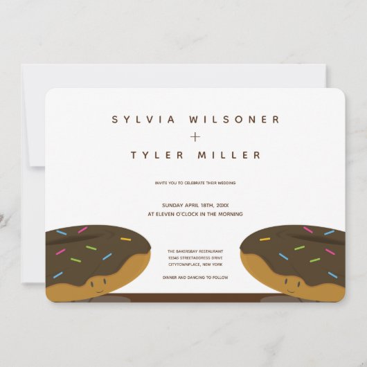 Chocolate Donuts Sprinkles Weddenschap White Brown Kaart (Voorkant)