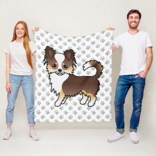 Chocolate Driekleurige Langharige Chihuahua Hond & Fleece Deken