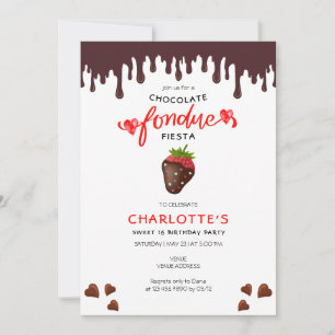 Chocolate Fondue Strawberry Hearts Valentijn Kaart