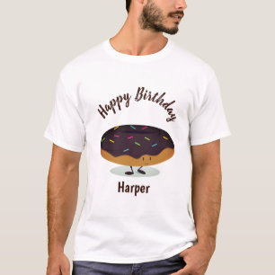 Chocolate Frosted Birthday Donut   Mannen T-Shirt