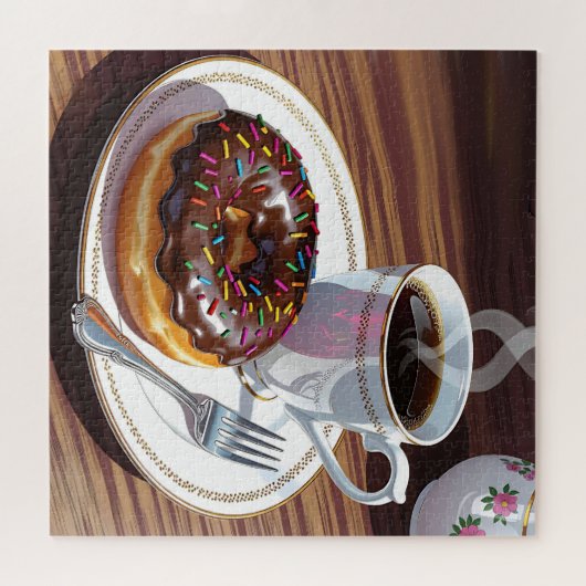 Chocolate Frosted Donut and Coffee  Legpuzzel (Horizontaal)