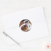 Chocolate Frosted Donut and Coffee  Ronde Sticker (Envelop)
