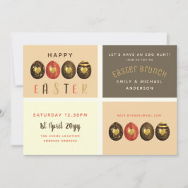 Chocolate Gold Bronze Easter Brunch Egg Hunt Kaart