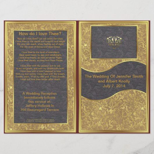 Chocolate Gold Deluxe Wedding Programme (Voorkant)