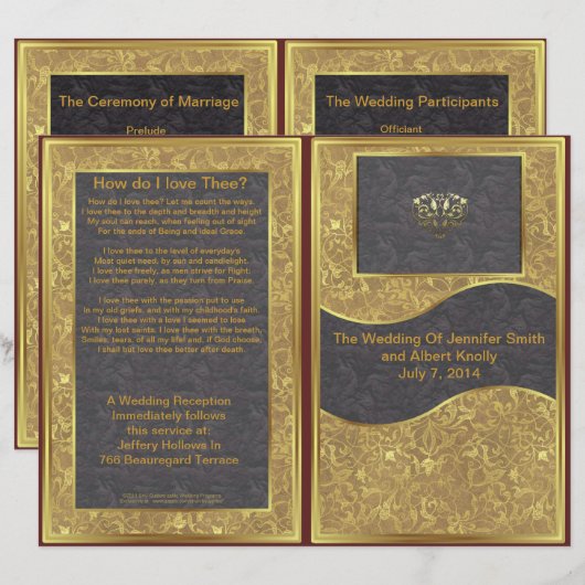 Chocolate Gold Deluxe Wedding Programme (Voorkant / Achterkant)