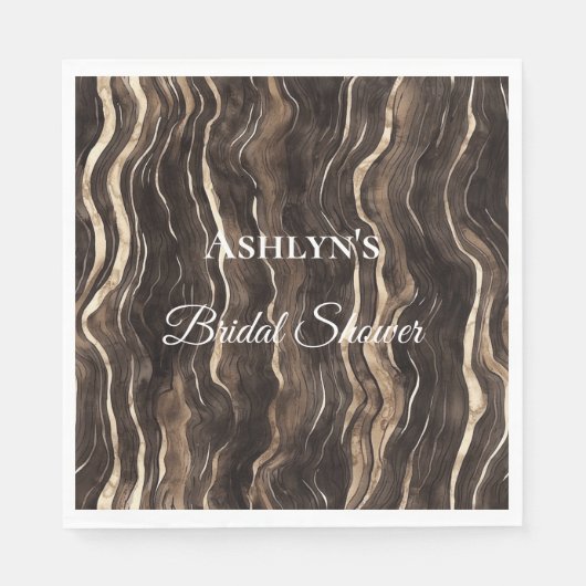 Chocolate Gold Swirls Bloemen Vrijgezellenfeest Servet (Voorkant)