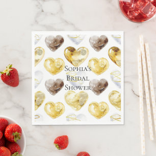 Chocolate Gold White Hearts Vrijgezellenfeest Servet