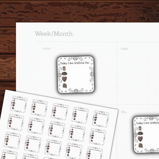 Chocolate Grateful Bullet Journal-Stickers Vierkante Sticker