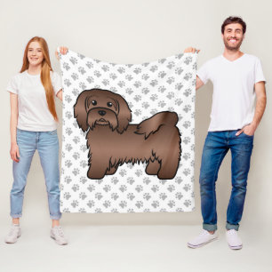 Chocolate Havanese Cute Cartoon Dog Illustratie Fleece Deken