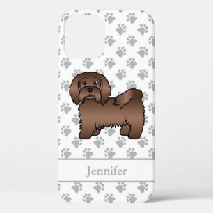 Chocolate Havanese Mooie Cartoon Hond & Naam iPhone 12 Hoesje