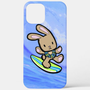 Chocolate Hawaiian Surfing Bunny Limoen en Blue iPhone 12 Pro Max Hoesje