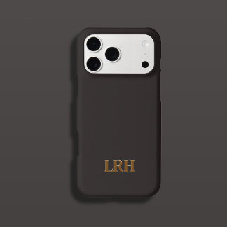 Chocolate Honey Minimalist Initial Monogram  iPhone 15 Pro Hoesje
