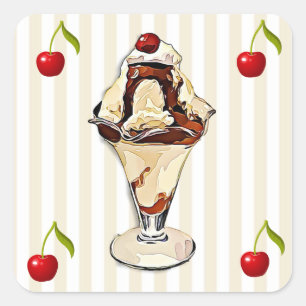 Chocolate Hot Fudge Sundae en Cherries Stickers