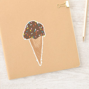 Chocolate Ice Cream Cone w Sprinkles Illustration Sticker