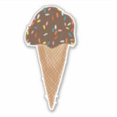 Chocolate Ice Cream Cone w Sprinkles Illustration Sticker (Voorkant)
