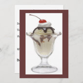 Chocolate Ice Cream Sundae Party-uitnodiging Kaart (Voorkant / Achterkant)