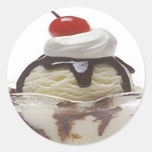 Chocolate Ice Cream Sundae Ronde Sticker (Voorkant)
