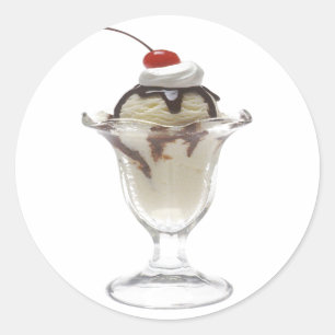 Chocolate Ice Cream Sundae Ronde Sticker