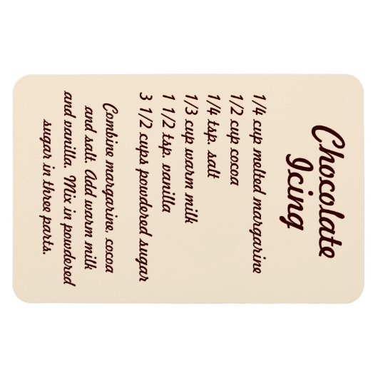 Chocolate Icing Recipe Fridge Magnet (Horizontal)