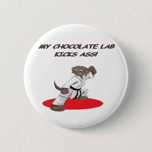 Chocolate Karate Lab Ronde Button 5,7 Cm (Voorkant)