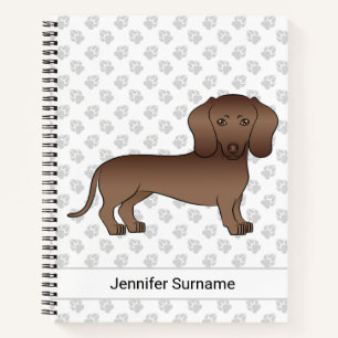 Chocolate Kortharige Dachshund Cartoonhond & Tekst Notitieboek