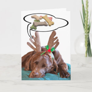 Chocolate Lab Antlers behandelt foto op maat Feestdagen Kaart