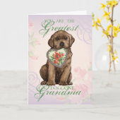 Chocolate Lab Heart Grandma Kaart (Gele Bloem)