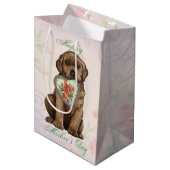 Chocolate Lab Heart mama Medium Cadeauzakje (Voorkant Gekanteld)