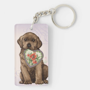 Chocolate Lab Heart mama Sleutelhanger