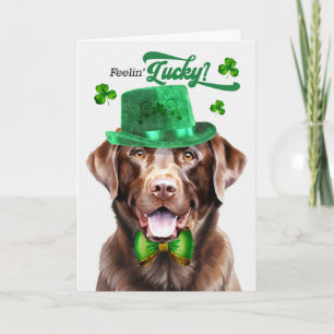 Chocolate Lab-hond voelt zich Lucky St. Patrick's Feestdagen Kaart