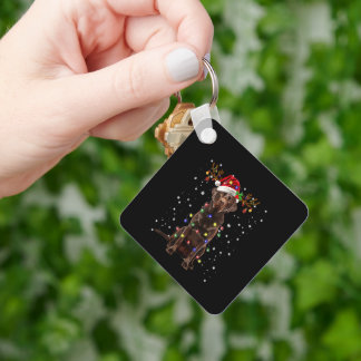 Chocolate Lab Labrador Christmas Tree Light Pajama Sleutelhanger