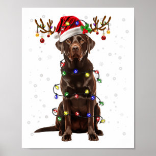 Chocolate Lab Labrador Kerstboom Licht Pyjama Poster