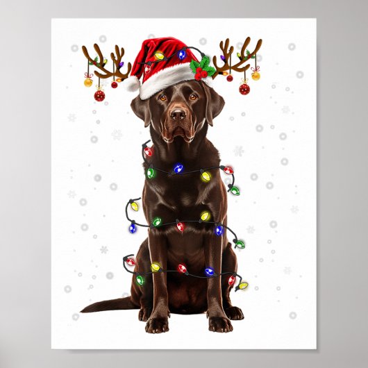 Chocolate Lab Labrador Kerstboom Licht Pyjama Poster (Voorkant)