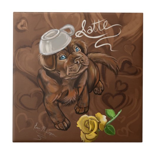 Chocolate Lab Latte Tegeltje (Voorkant)