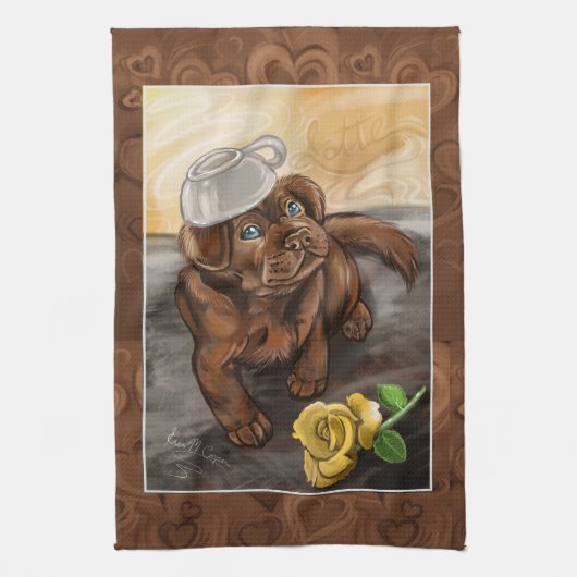 Chocolate Lab Latte Theedoek (Verticaal)