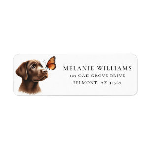 Chocolate Lab Monarch Butterfly Retouradres Etiket