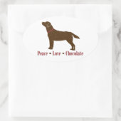 Chocolate Lab Peace Love Chocolade Ovale Sticker (Tas)