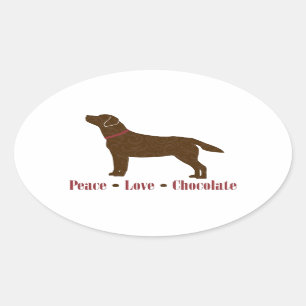 Chocolate Lab Peace Love Chocolade Ovale Sticker