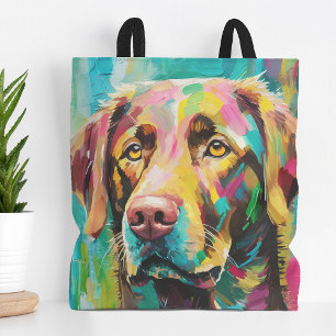 Chocolate Lab Portret Kleurrijke Abstracte Kunst Draagtas
