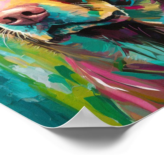 Chocolate Lab Portret Kleurrijke Abstracte Kunst Poster (Hoek)