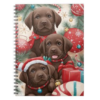 Chocolate Lab Puppy Kerst Notitieboek