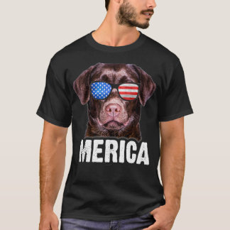 Chocolate Lab USA 4th juli Amerikaanse vlag T-shirt