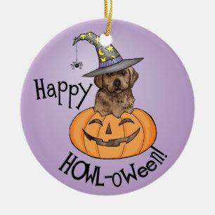 Chocolate Lab Witch Keramisch Ornament