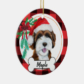 Chocolate Labradole / Chocolate Goldendole Keramisch Ornament (Rechts)